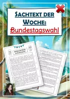 Vorschau - Arbeitsblätter - Sachtext: Bundestagswahl 2025 #demokratiestärken - Deckblatt