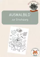 Vorschau - Mal- und Bastelvorlagen - Waschbärklasse- Ausmalbild zur Einschulung - Deckblatt