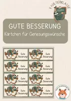 Vorschau - Arbeitsblätter - Faultierklasse- Gute Besserung Kärtchen - Deckblatt
