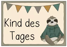 Vorschau - Merkblätter - Faultierklasse- Kind des Tages (Schilder + Moderationsfächer) - Seite 1