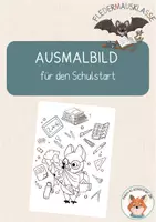 Vorschau - Mal- und Bastelvorlagen - Fledermausklasse- Ausmalbild zur Einschulung - Deckblatt