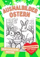 Vorschau - Arbeitsblätter - Ausmalbilder Kunst Ostern Ostereier Osterhase Bilder ausmalen - Deckblatt