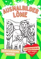 Vorschau - Mal- und Bastelvorlagen - Ausmalbilder Löwe Kunst Afrika Bilder ausmalen Malbuch - Deckblatt