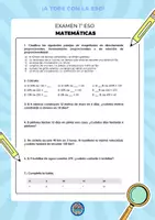 Vista previa - Refuerzo / NEE / Materiales de apoyo - 1 ESO MATE EXAMENES PORCENTAJES Y PROPORCIONES - página 1