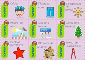 Vista previa - Hojas de trabajo - Juego de vocabulario: nombra 3 o 5... - Castellano - página 3