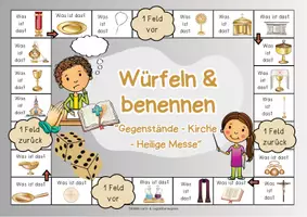 Vorschau - Spiele - Religion - Brettspiel "Gegenstände Kirche & Heilige Messe" | Heilige Messe Grundschule | Religion Klasse 2, 3 & 4 | Kirchenraum spielerisch üben | Brettspiel Religion | Kirche - Seite 3