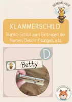 Vorschau - Mal- und Bastelvorlagen - Bienenklasse- Klammerschild, Namensschild - Deckblatt