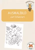 Vorschau - Mal- und Bastelvorlagen - Bienenklasse- Ausmalbild zur Einschulung - Deckblatt