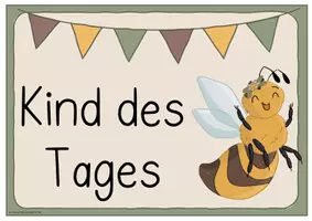 Vorschau - Mal- und Bastelvorlagen - Bienenklasse- Kind des Tages (Schilder + Moderationsfächer) - Seite 1