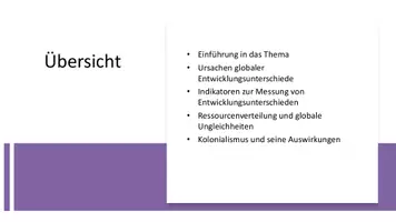 Vorschau - Präsentationen/Tafelbilder - Ursachen globaler Entwicklungsunterschiede - Präsentation - Seite 1