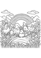 Vorschau - Arbeitsblätter - Blumenwiese Ausmalbild Frühling Malbuch Bilder ausmalen Kunst - Seite 2