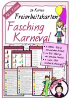 Vorschau - Stationenlernen - Freiarbeitskarten | FASCHING | KARNEVAL - Deckblatt