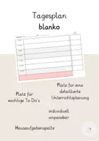 Vorschau - Anderer Materialtyp - Tagesplan blanko für eine detaillierte Unterrichtsplanung - Deckblatt