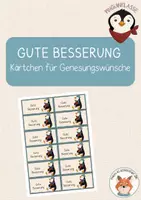 Vorschau - Mal- und Bastelvorlagen - Pinguinklasse- Gute Besserung Kärtchen - Deckblatt
