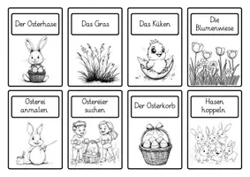 anteprima - Flashcard - Flashcard di Pasqua (in tedesco) / Bildkarten Ostern Deutsch - Pagina 1