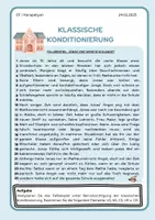 Vorschau - Arbeitsblätter - Fallbeispiel zur Klassischen Konditionierung Schulangst - Deckblatt