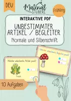 Vorschau - Stationenlernen - Welcher unbestimmte Artikel/Begleiter passt? - interaktive PDF zum Frühling - Deckblatt
