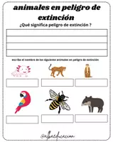 Vista previa - Hojas de trabajo - animales en peligro extinción - página 1