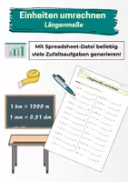 Vorschau - Arbeitsblätter - Längen umrechnen (Einheiten umrechnen) - Deckblatt
