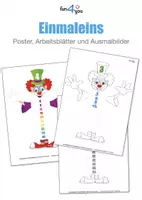Vorschau - Stationenlernen - Einmaleins mit Clown Coco - Ausmalbilder - Deckblatt