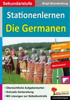 Vorschau - Arbeitsblätter - Stationenlernen Die Germanen | Völkerwanderung, Varusschlacht, Runen, Götter, Germanische Stämme, Niveaustufen, Laufzettel | Geschichte Sekundarstufe Klasse 5-11 Lösungen - Deckblatt