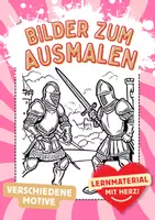 Vorschau - Arbeitsblätter - Ausmalbilder Ritter Mittelalter Kunst Fensterbilder ausmalen - Deckblatt
