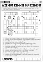 Vorschau - Arbeitsblätter - DIE BIENE - Kreuzworträtsel - Seite 1