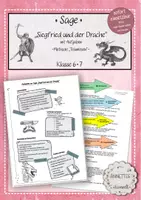 Vorschau - Arbeitsblätter - Sage "Siegfried und der Drache" mit Aufgaben - Deckblatt
