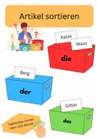Vorschau - Stationenlernen - Artikel sortieren der die das Nomen festigen DaZ - Deckblatt