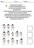 Vorschau - Arbeitsblätter - Schneemänner & Zahlenzauber für die 1. Klasse - Seite 1