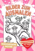 Vorschau - Arbeitsblätter - Lustige Affen Kunst Ausmalbilder Kunstidee zum Ausmalen - Deckblatt