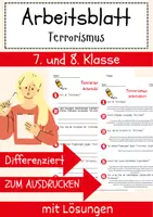 Vorschau - Arbeitsblätter - Terrorismus Arbeitsblatt 7. & 8. Klasse Extremismus AB mit Lösungen - Deckblatt