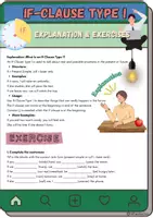 Vorschau - Arbeitsblätter - If-Clauses Type 1 Explanation & Exercises - Deckblatt