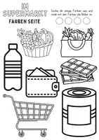 Vorschau - Mal- und Bastelvorlagen - im Supermarkt Anmalen Wortschatz - Deutsch/DaZ/DaF/Kunst - Klasse 1 und 2 - Seite 1