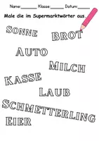 Vorschau - Mal- und Bastelvorlagen - im Supermarkt Anmalen Wortschatz - Deutsch/DaZ/DaF/Kunst - Klasse 1 und 2 - Seite 2