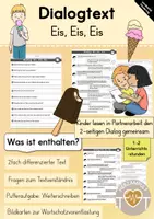 Vorschau - Arbeitsblätter - Dialogtext (Eis, Eis, Eis) - Leseverständnis Sommer - Deckblatt