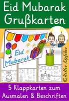 Vorschau - Arbeitsblätter - Eid Mubarak Grußkarten basteln / DIY Eid Karten gestalten (Ramadan Eid al-Fitr) - Deckblatt
