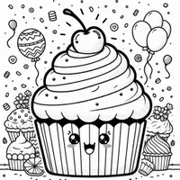 Aperçu - Matériel pour travaux manuels / dessin - Cupcakes coloriages (50 modèles à colorier) - Page 1