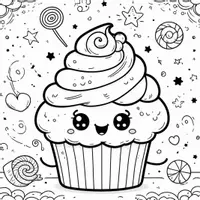 Aperçu - Matériel pour travaux manuels / dessin - Cupcakes coloriages (50 modèles à colorier) - Page 3