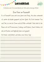 Vorschau - Arbeitsblätter - Fasnacht Lerntext und Diktat nach Freschmethoden - Seite 1