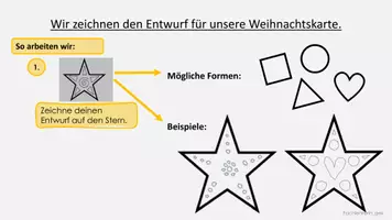 Vorschau - Präsentationen/Tafelbilder - Weihnachtskarte mit Stern: Entwurf zeichnen - Seite 3