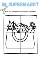 Vorschau - Mal- und Bastelvorlagen - Ausschneiden und kleben im Supermarkt - Wortschatz basteln Feinmotorik (Grundschule) - Seite 1