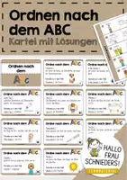 Vorschau - Arbeitsblätter - Kartei mit Lösung: Ordnen nach dem ABC - Deckblatt