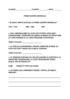 anteprima - Materiale di supporto/inclusione - Storia, verifica personalizzata Prima Guerra Mondiale - Pagina di copertina