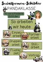 Vorschau - Bildkarten - Tafelschilder Sozialformen Pandas - Deckblatt