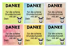 Vorschau - Bildkarten - Grußkärtchen Pandaklasse - DANKE für die schöne Grundschulzeit mit dir! - Seite 2
