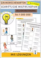 Vorschau - Arbeitsblätter - Schriftliche Multiplikation mit zweistelligen Multiplikatoren (Rechenspaziergang mit Lösungen, Zahlenraum 1 000 000). - Deckblatt
