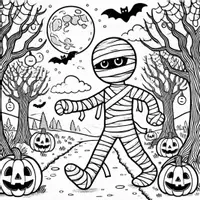Aperçu - Matériel pour travaux manuels / dessin - Momie d’Halloween coloriages (50 modèles à colorier) - Page 1