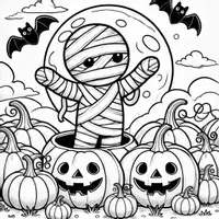 Aperçu - Matériel pour travaux manuels / dessin - Momie d’Halloween coloriages (50 modèles à colorier) - Page 2