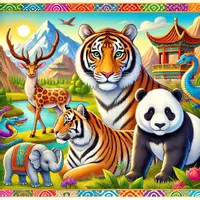 Aperçu - Matériel pour travaux manuels / dessin - Animaux nationaux d’Asie - Coloriages (50 modèles à colorier) - Page de couverture